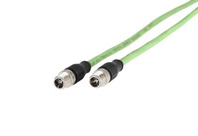 Metz Connect 142M2X11010 M12 Netwerkkabel, patchkabel CAT 6A S/FTP 1.00 m Groen PUR-mantel, Zuurbestendig, Ozonbestendig, UV-bestendig, Geschikt voor