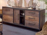 Dressoir KUTINA 2 deuren 3 lades donker scheepshout - thumbnail