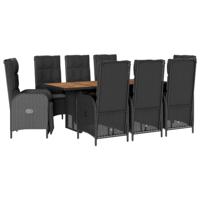 9-delige Tuinset poly rattan zwart - thumbnail