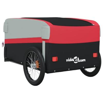 Fietstrailer 45 kg ijzer zwart en rood - thumbnail
