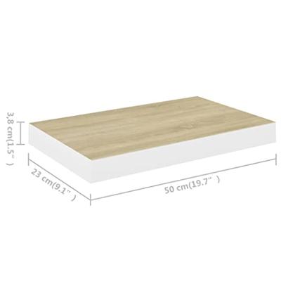 Wandschap zwevend 50x23x3,8 cm MDF eikenkleurig en wit