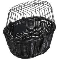 Animal Boulevard rieten fietsmand voor aan stuur - zwart Per stuk - thumbnail