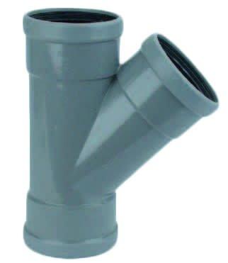 Wavin PVC T-Stuk 45° Manchetverbinding Grijs - 125mm 3x Mof voor Riolering