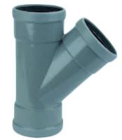 Wavin PVC T-Stuk 45° Manchetverbinding Grijs - 125mm 3x Mof voor Riolering - thumbnail
