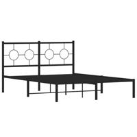Bedframe met hoofdbord metaal zwart 135x190 cm - thumbnail