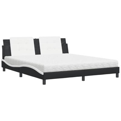 Bed met matras "Zadar" kunstleer zwart en wit 200x200 cm - thumbnail