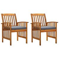 Tuinstoelen 2 st met kussens massief acaciahout - thumbnail