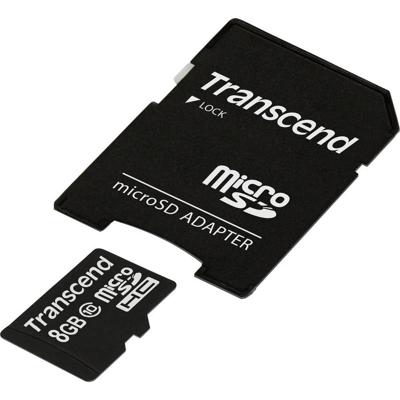 Transcend Premium microSDHC-kaart Industrial 8 GB Class 10 Incl. SD-adapter Transcend Premium microSDHC-kaart Industrial 8 GB Class 10 Incl. SD-adapter