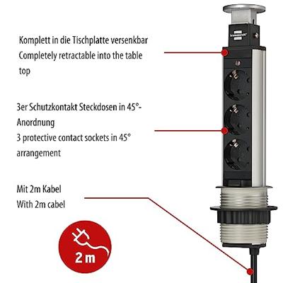 Brennenstuhl Tower Power stekkerdoos 3-fach 2m H05VV-F 3G1,5 - 1396200003 - thumbnail