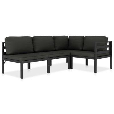 4-delige Loungeset met kussens aluminium antraciet