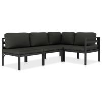 4-delige Loungeset met kussens aluminium antraciet - thumbnail