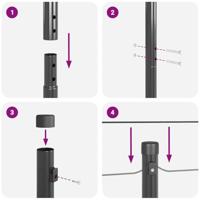 VidaXL Afrasteringspaal 7 pcs grijs staal - thumbnail