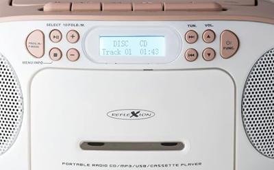 Reflexion Tragbarer Radiorecorder Radio/CD-speler DAB+, DAB, VHF (FM) AUX, CD, Cassette, USB Wit, Pink - thumbnail