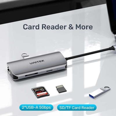 UNITEK ACTIEVE HUB USB-C 2X HDMI 4K, RJ45, PD 100W