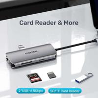 UNITEK ACTIEVE HUB USB-C 2X HDMI 4K, RJ45, PD 100W - thumbnail