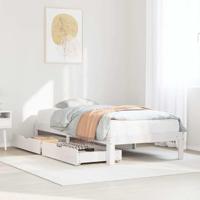 Bedframe met lades massief grenenhout wit 100x200 cm - thumbnail