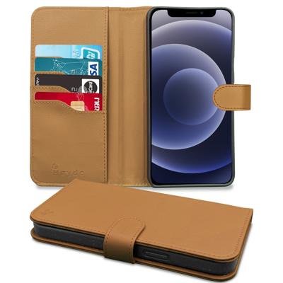 Høyde - Vegan lederen bookcase hoes - 100% Biologisch Afbreekbaar - iPhone 12 / 12 Pro - Cognac