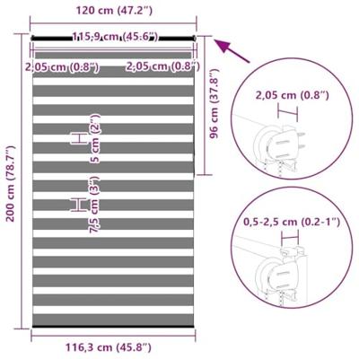 VidaXL Zebra rolgordijn 120x200 cm stofbreedte 115,9cm polyester bruin