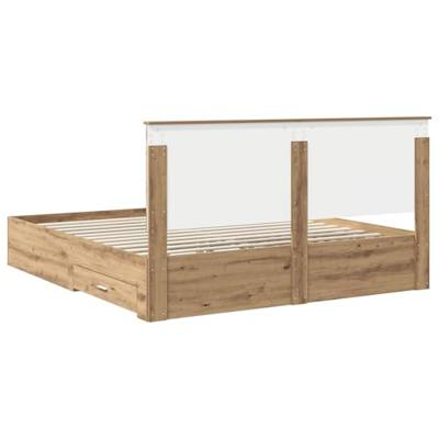 Bedframe met hoofdeinde Artisan Eiken 180 x 200 cm Bewerkt hout