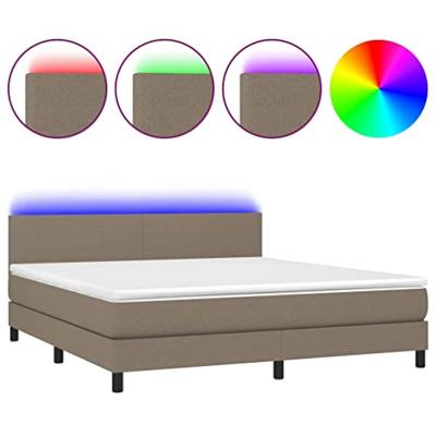 Boxspring met matras en LED stof taupe 180x200 cm