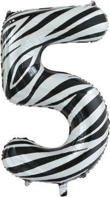 Folieballon Cijfer 5 Zebra (86cm)