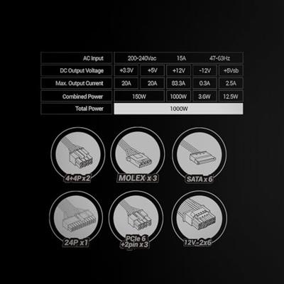 Voedingsbron Mars Gaming MPB1000PSI ATX 1000 W 80 Plus Gold