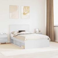 Bedframe met hoofdeinde Wit 120 x 200 cm Massief grenenhout - thumbnail