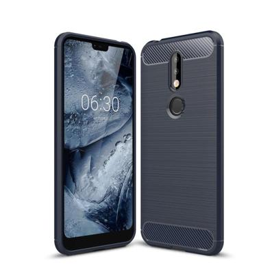 Geborsteld textuur koolstofvezel Soft TPU Case voor Nokia 7.1 (marineblauw)