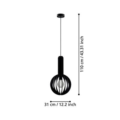 Eglo Zwart houten hanglampVelasco Ø 31cm - 900153