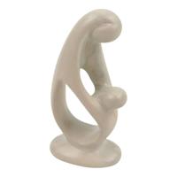 Zeepsteen Beeld Moeder en Kind (Wit) - thumbnail