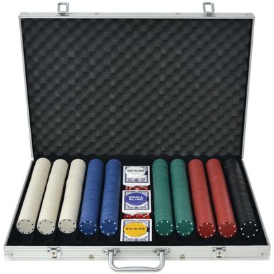 VidaXL Pokerset met 1000 chips aluminium VidaXL Pokerset met 1000 chips aluminium