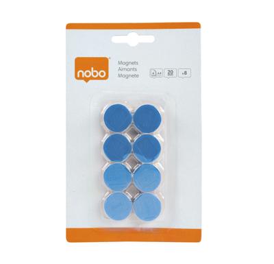 Nobo magneten, 20 mm, blauw, blister van 8 stuks