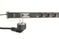 Digitus DN-95412 19 inch Stekkerdoos voor patchkast 1 HE Geaarde contactdoos Overspanningsbescherming Zwart - thumbnail