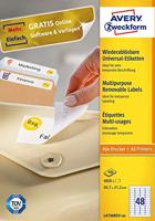 Avery-Zweckform L4736REV-100 Universele etiketten 45.7 x 21.2 mm Papier Wit 4800 stuk(s) Weer verwijderbaar Inkjet, Laser (zwart/wit), Laser (kleur), Kopiëren - thumbnail