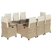 9-delige Tuinset met kussens poly rattan beige - thumbnail