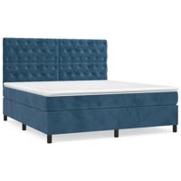 Boxspring met matras fluweel donkerblauw 160x200 cm - thumbnail