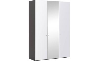 Goossens Kledingkast Easy Storage Ddk, Kledingkast 153 cm breed, 220 cm hoog, 2x glas draaideur en 1x spiegel draaideur midden