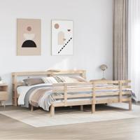 Bedframe met hoofdbord massief grenenhout 200x200 cm - thumbnail