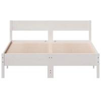 Bedframe met hoofdbord massief grenenhout wit 140x190 cm - thumbnail