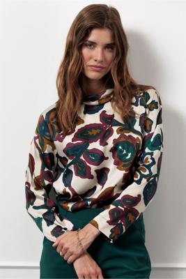 Aloise satin flower top - multi color - 13218