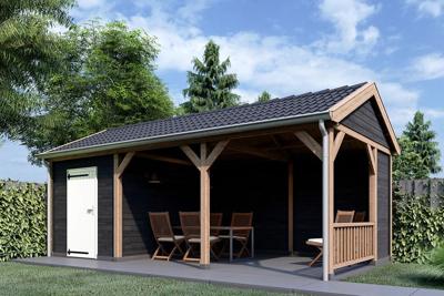 Trendhout Overkapping Zadeldak Betula 750x415 cm- Zadeldak- Onbehandeld lariks Douglas hout- Trendhout Trendhout Overkapping Zadeldak Betula 750x415 cm- Zadeldak- Onbehandeld lariks Douglas hout- Trendhout