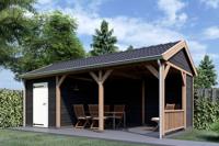 Trendhout Overkapping Zadeldak Betula 750x415 cm- Zadeldak- Onbehandeld lariks Douglas hout- Trendhout - thumbnail