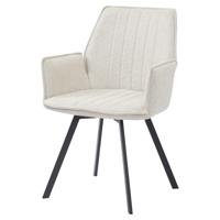 LivingFurn Eetkamerstoel 'Louise', Draaibaar kleur Beige - thumbnail