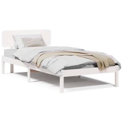 Bedframe met hoofdeinde Wit 100 x 200 cm Massief grenenhout Bedframe met hoofdeinde Wit 100 x 200 cm Massief grenenhout