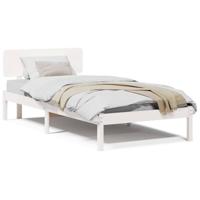 Bedframe met hoofdeinde Wit 100 x 200 cm Massief grenenhout - thumbnail