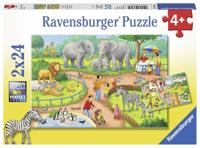 Ravensburger Puzzel Dag in de Dierentuin 2x24 Stukjes - thumbnail