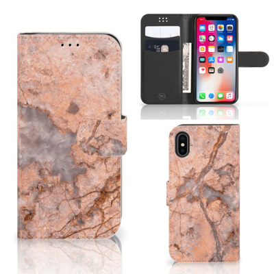 Apple iPhone X | Xs | Bookcase | Marmer Oranje