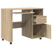 Bureau met Wielen Sonoma eiken 91 x 50 x 77 cm Bewerkt hout - thumbnail