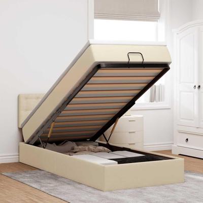 Ottoman bed met matras 80x200cm stof crèmekleurig