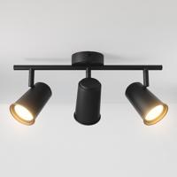 Riga - LED plafondlamp - 14 Watt 1200 Lumen - 3 spots - 2700K Warm wit - Draaibaar en dimbaar - GU10 - Kantelbaar - Plafondspot - IP20 Voor binnen - Zwart - thumbnail